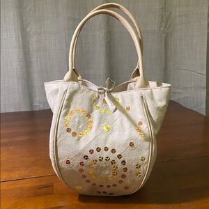 Bath & Body Works Faux Suede  Tote Bag with Sequins